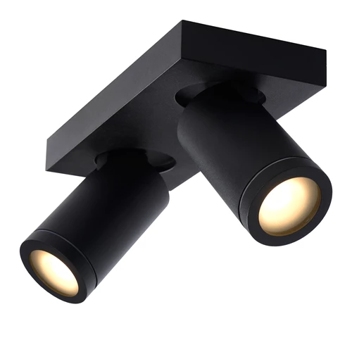 Lucide TAYLOR - Plafondspot Badkamer - LED Dim to warm - GU10 - 2x5W 2200K/3000K - IP44 - Zwart - detail 3